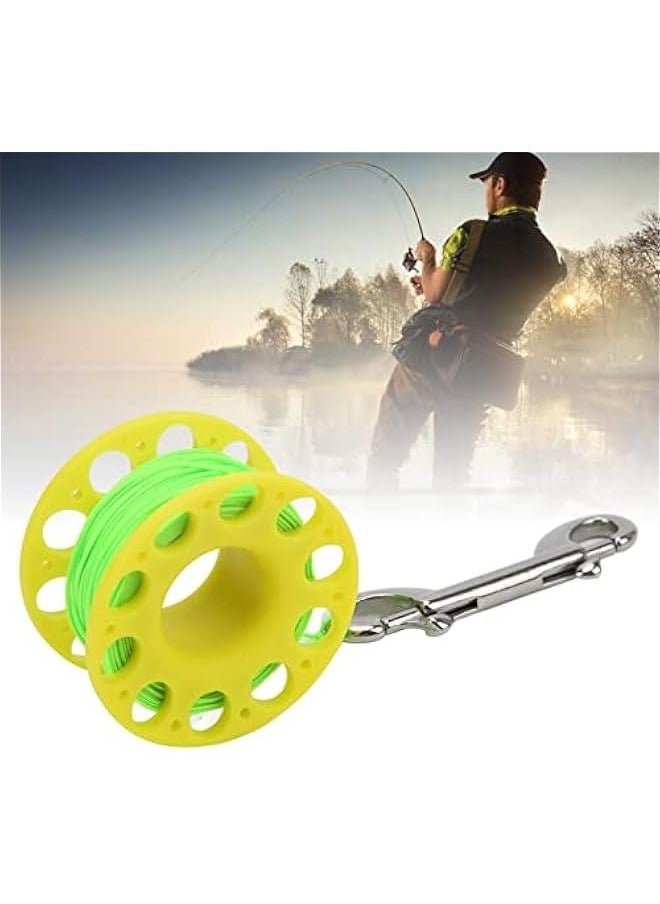 100FT Big Finger Spool Dive Reel , Aluminum Alloy Wreck Cave Finger Spool with Double Ended Snap bolts for Underwater Scuba Diving Snorkeling(Green)