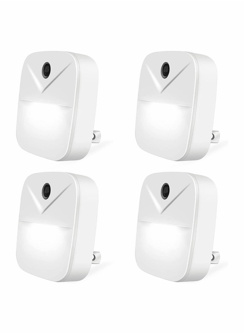 4 Pack Night Light Plug In Smart Light Automated On And Off Wall Light for Hallways Bedrooms Bathrooms Kitchens Stairs White Light Intelligent Induction Bedside Lamp Energy Saving Light Control