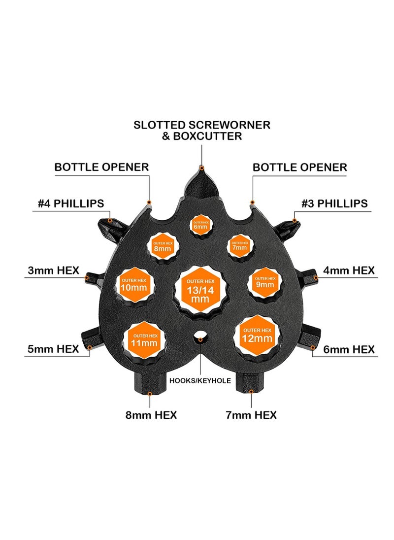 20 In 1 Multifunctional Snowflake Wrench Cardioid Tool Stainless Steel Octagonal Wrench Hexagonal Portable Small Tool Delicate Love Model Multitool