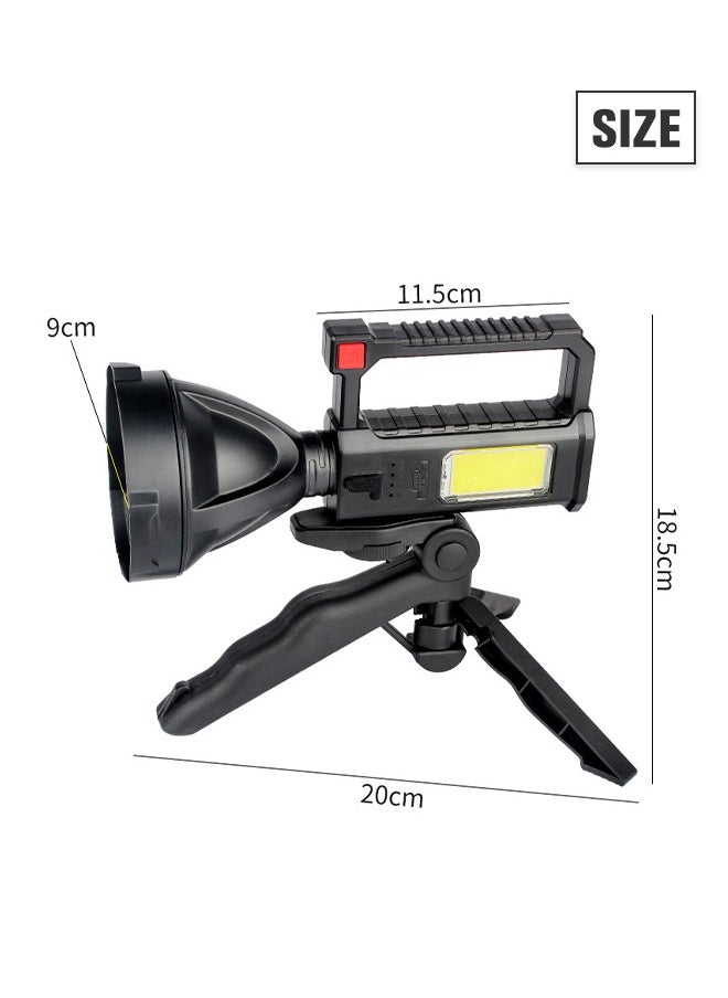 Rechargeable Spotlight Flashlight High Lumen, Super Bright Spot Light with 4 Modes and Tripod Waterproof Handheld LED Powerful Searchlight for Camping, Fishing, Hunting, Hiking