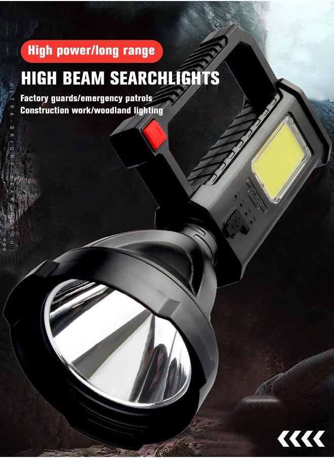 Rechargeable Spotlight Flashlight High Lumen, Super Bright Spot Light with 4 Modes and Tripod Waterproof Handheld LED Powerful Searchlight for Camping, Fishing, Hunting, Hiking