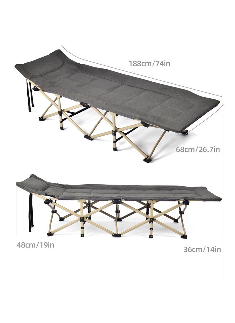 Heavy-Duty Portable Camping Folding Bed - Sturdy Outdoor/Indoor Lounge Cot, Durable & Lightweight with Stainless Steel Legs - Ideal for Home, Office, Garden, Beach, Travel & More