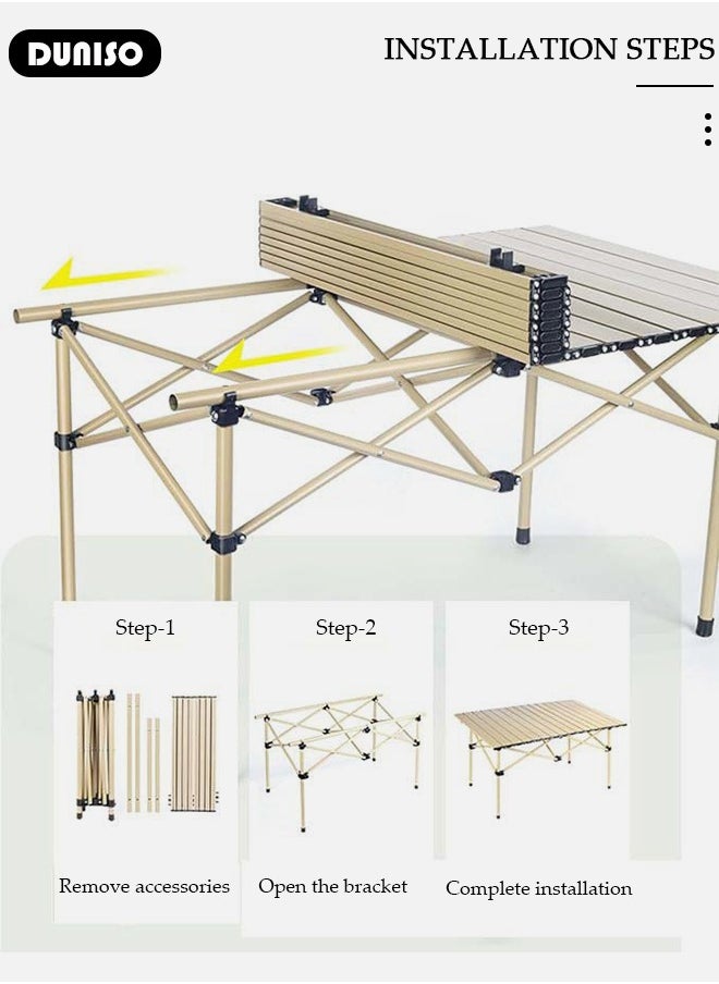 7PCS Folding Table and Chairs Set, Portable Picnic Long Table with 6 Seats ,Camping Table with Easy Carrying Bag, Lightweight Folding Egg Roll Table and Chair Set for Outdoor Camping Picnic BBQ, Party and Dining