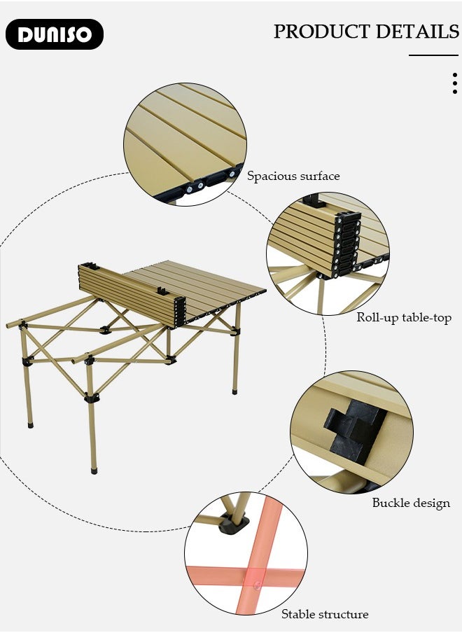 7PCS Folding Table and Chairs Set, Portable Picnic Long Table with 6 Seats ,Camping Table with Easy Carrying Bag, Lightweight Folding Egg Roll Table and Chair Set for Outdoor Camping Picnic BBQ, Party and Dining