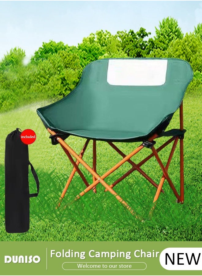 Folding Moon Chair, Portable Lightweight Camping Chair with Side Pocket,  Backpacking Chair Ultra Durable Supports up to 130KG  for Outdoor, Hiking, Beach, Travel, with Carrying Bag