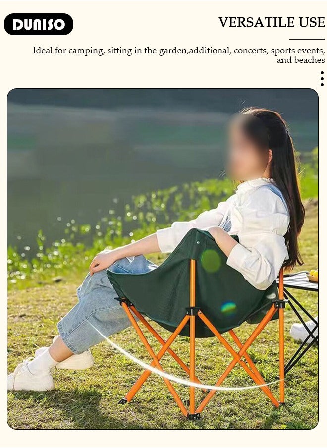 Folding Moon Chair, Portable Lightweight Camping Chair with Side Pocket,  Backpacking Chair Ultra Durable Supports up to 130KG  for Outdoor, Hiking, Beach, Travel, with Carrying Bag