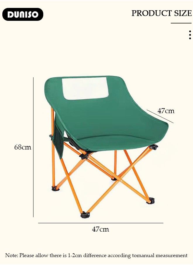 Folding Moon Chair, Portable Lightweight Camping Chair with Side Pocket,  Backpacking Chair Ultra Durable Supports up to 130KG  for Outdoor, Hiking, Beach, Travel, with Carrying Bag