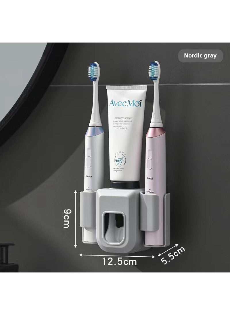 Automatic toothpaste squeezer wall-mounted squeezer suit household punch-free toothbrush holder toothpaste holder 7015 [gray]]