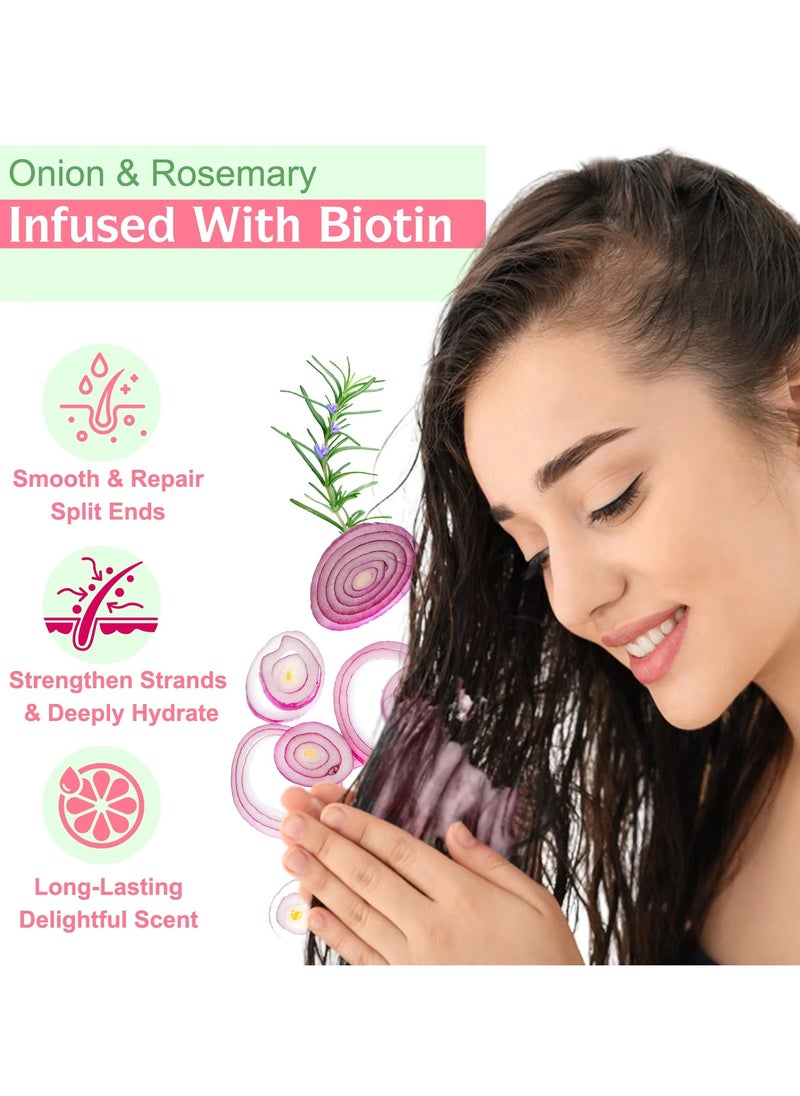 250ml Onion Rosemary Hair Treatment Cream with Biotin Onion & Rosemary Hair Mask Cream Strengthens Strands Intense Hydration Reduce Hair Loss Repair Dry Damaged Hair & Help Hair Growth