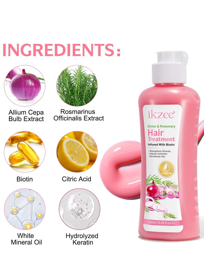 250ml Onion Rosemary Hair Treatment Cream with Biotin Onion & Rosemary Hair Mask Cream Strengthens Strands Intense Hydration Reduce Hair Loss Repair Dry Damaged Hair & Help Hair Growth