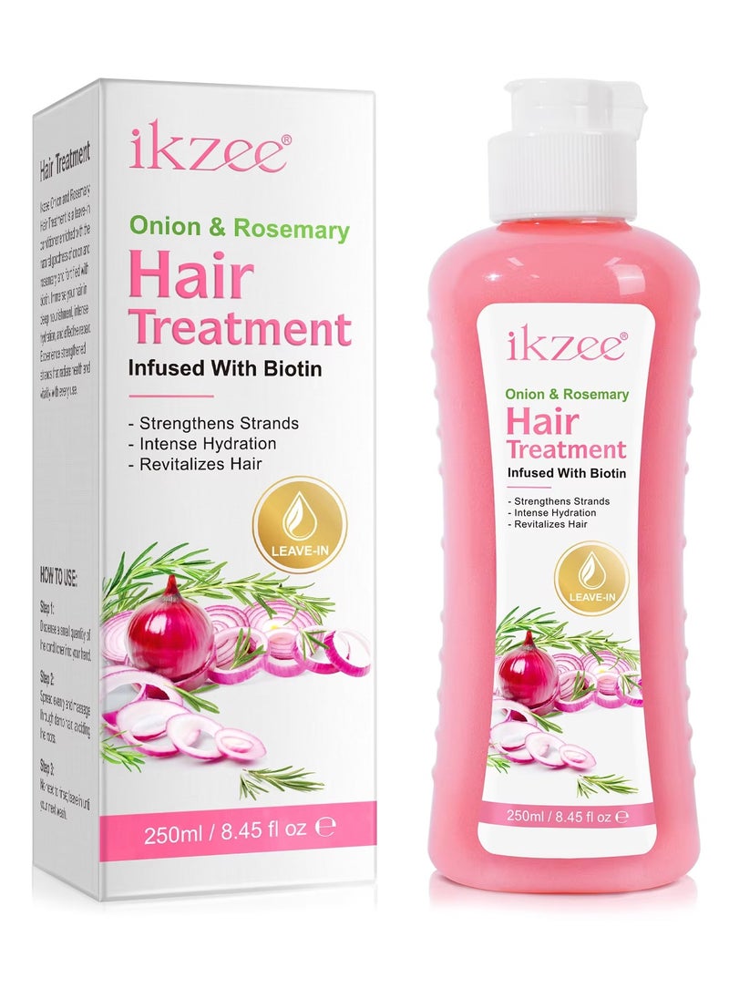 250ml Onion Rosemary Hair Treatment Cream with Biotin Onion & Rosemary Hair Mask Cream Strengthens Strands Intense Hydration Reduce Hair Loss Repair Dry Damaged Hair & Help Hair Growth