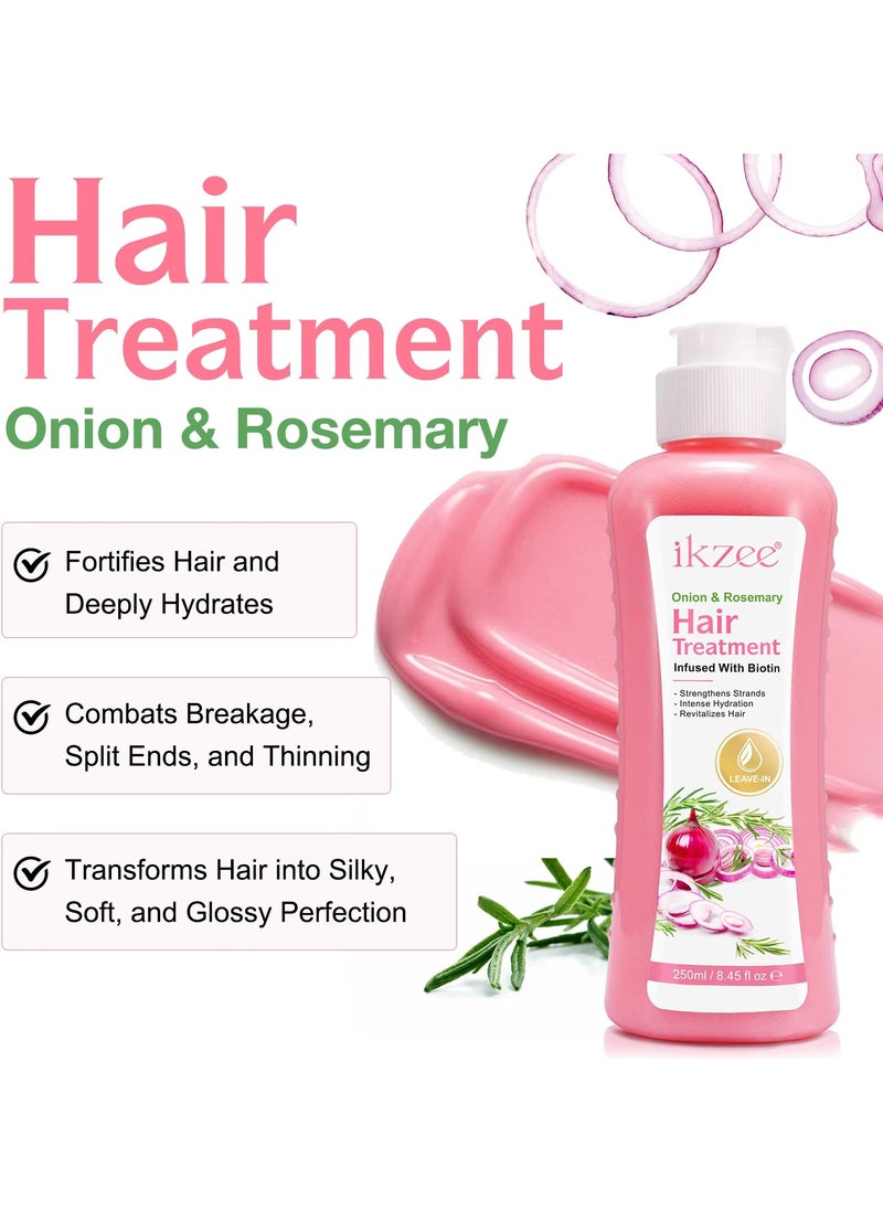 250ml Onion Rosemary Hair Treatment Cream with Biotin Onion & Rosemary Hair Mask Cream Strengthens Strands Intense Hydration Reduce Hair Loss Repair Dry Damaged Hair & Help Hair Growth