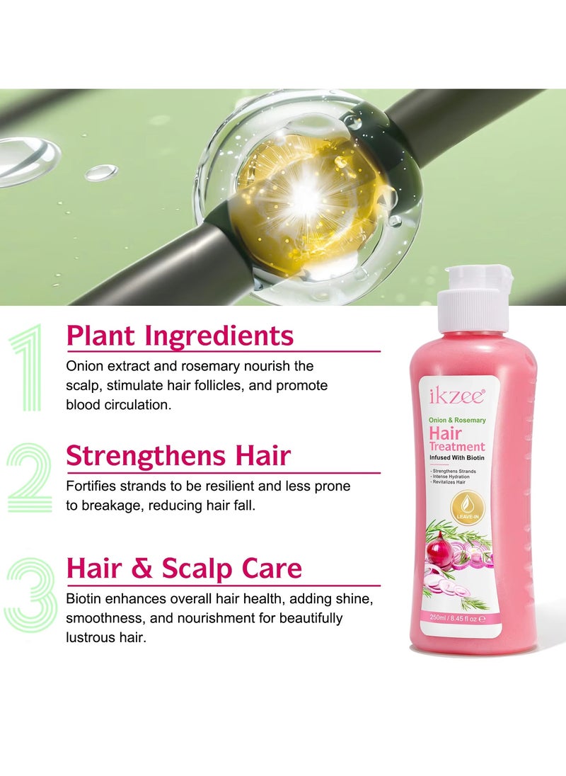 250ml Onion Rosemary Hair Treatment Cream with Biotin Onion & Rosemary Hair Mask Cream Strengthens Strands Intense Hydration Reduce Hair Loss Repair Dry Damaged Hair & Help Hair Growth