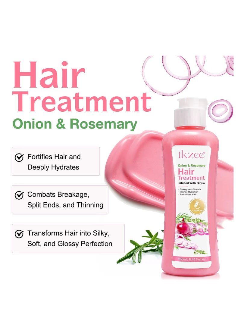 250ml Onion Rosemary Hair Treatment Cream with Biotin Onion & Rosemary Hair Mask Cream Strengthens Strands Intense Hydration Reduce Hair Loss Repair Dry Damaged Hair & Help Hair Growth