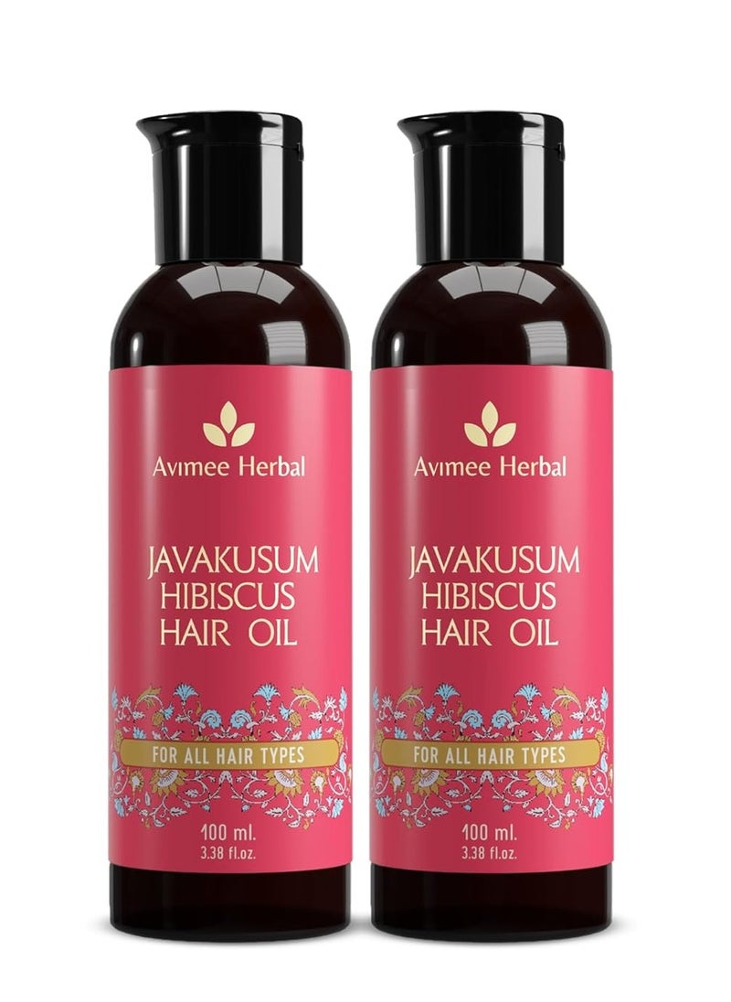 Javakusum Hibiscus Hair Oil - For Soft & Silky Texture - Loaded with Vitamin C, Flavonoids, Amino Acids, Mucilage Fiber, and Antioxidants - 100 mL - 2 Packs