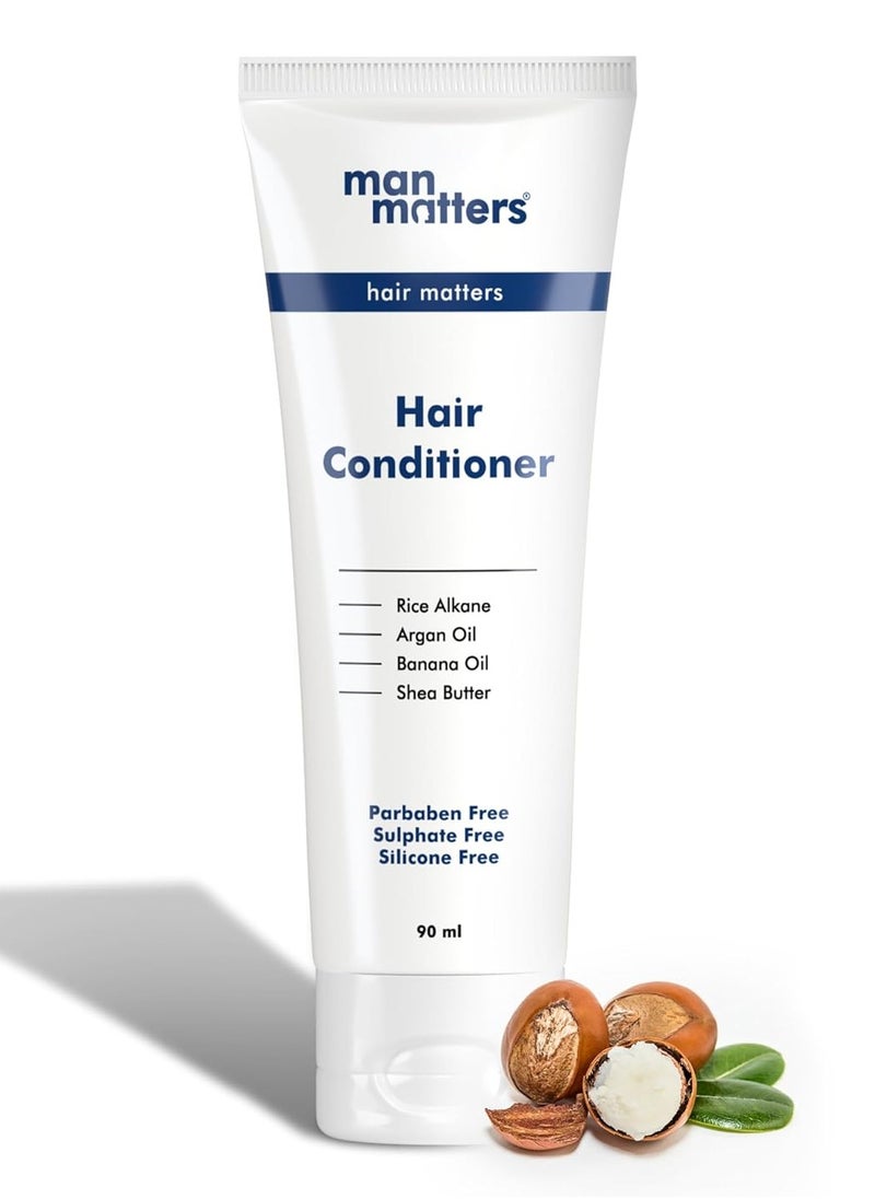 Hair Conditioner 90Ml - Rice Alkane, Banana Oil, Shea Butter and Argan Oil - Repairs Dry and Damaged Hair, Reduces Frizz and Moisturises Hair - Sulphate and Paraben Free - 1 Count