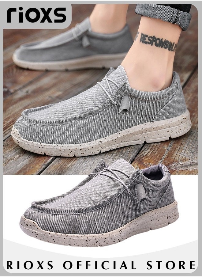 Mens Wendy Canvas Slip-on Casual Shoes Loafer Lace Up Loafers Comfortable Light-Weight Flats