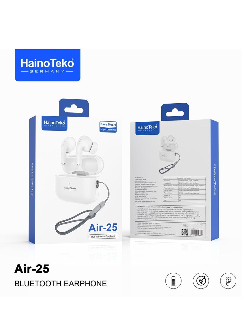 Haino Teko Air 25 True Wireless Bluetooth Earphones With Bass Rich Sound and Super Clear Microphone