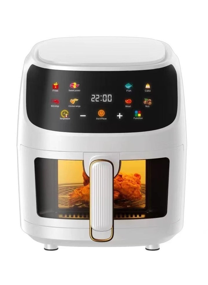 Digital Air Fryer With Sensor Touch Control Panel, Oil & Fat Free, LED Display, Hot Circulation Technology, Large capacity multifunctional visual air fryer color LCD touch electric fryer oven