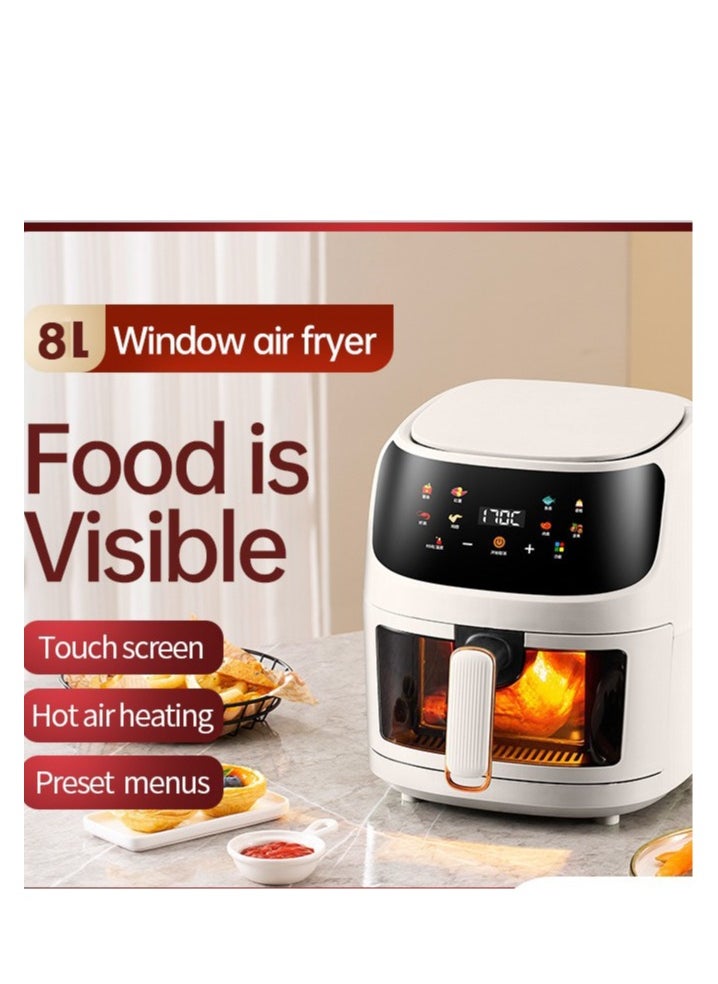 Digital Air Fryer With Sensor Touch Control Panel, Oil & Fat Free, LED Display, Hot Circulation Technology, Large capacity multifunctional visual air fryer color LCD touch electric fryer oven