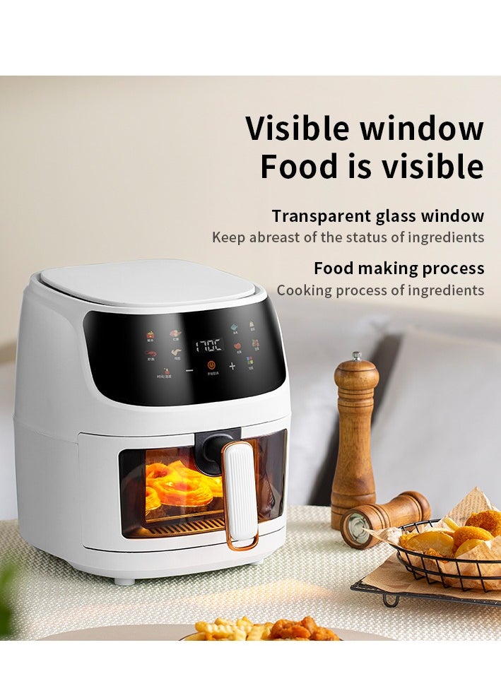 Digital Air Fryer With Sensor Touch Control Panel, Oil & Fat Free, LED Display, Hot Circulation Technology, Large capacity multifunctional visual air fryer color LCD touch electric fryer oven