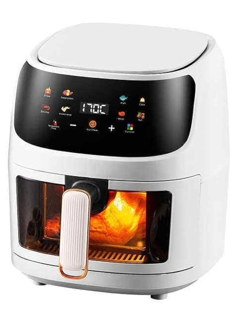 Multifunctional 8L Oil-Free Air Fryer with LED Touchscreen and Visible Cooking Window – Healthy, Convenient Cooking at Your Fingertips (White)