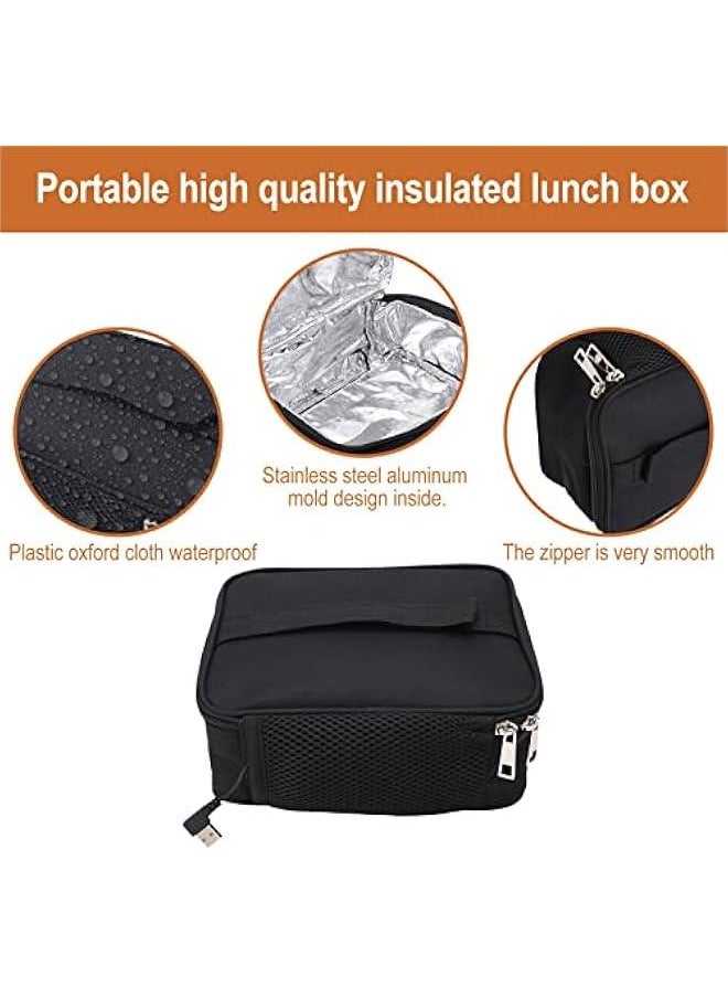 Mini Portable Oven , Food Warmer Electric Lunch Box with 12V USB , Heated Lunch Box for Cooking and Reheating Food in Car , Truck , Travel , Camping , Work , Home