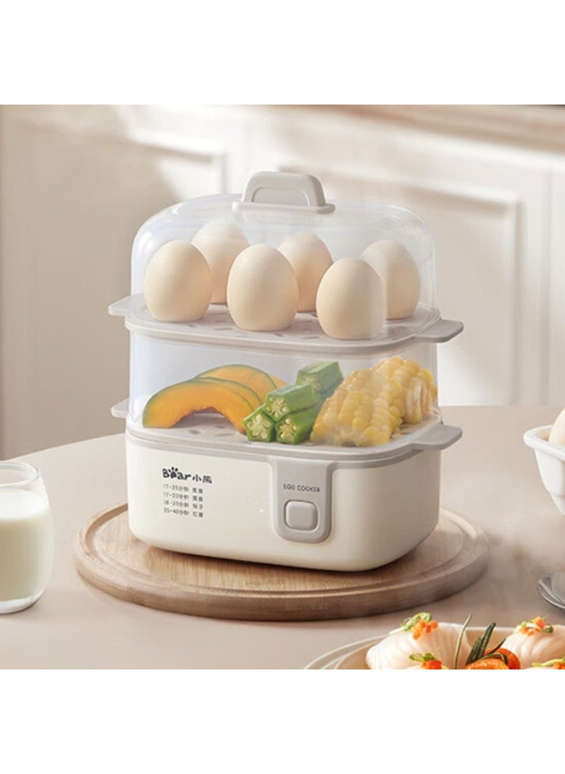 Bear ZDQ-D12R3 Egg Boiler Egg Steamer Double-layer Household Multi-functional Breakfast Egg Custard Mini Creamy-white