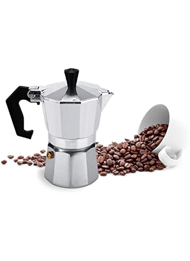 Iconic Stovetop coffee Maker, coffee and Coffee Maker, Makes Real Italian Coffee, coffee Pot for Classic Italian and Cuban Café Brewing, coffee Pot 2 Cup, Silver