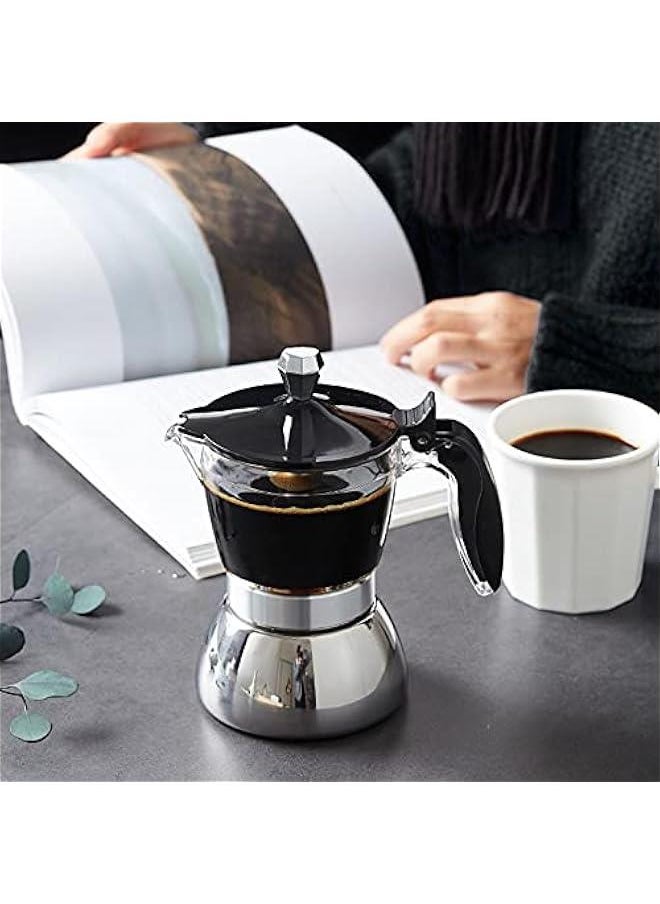 Stovetop coffee Maker coffee Pot, Percolator Coffee Pot (4 Cup) for Gas or Electric Ceramic Stovetop Camping Manual Cuban Coffee Percolator, Camping Coffee Pot for Cappuccino or Latte