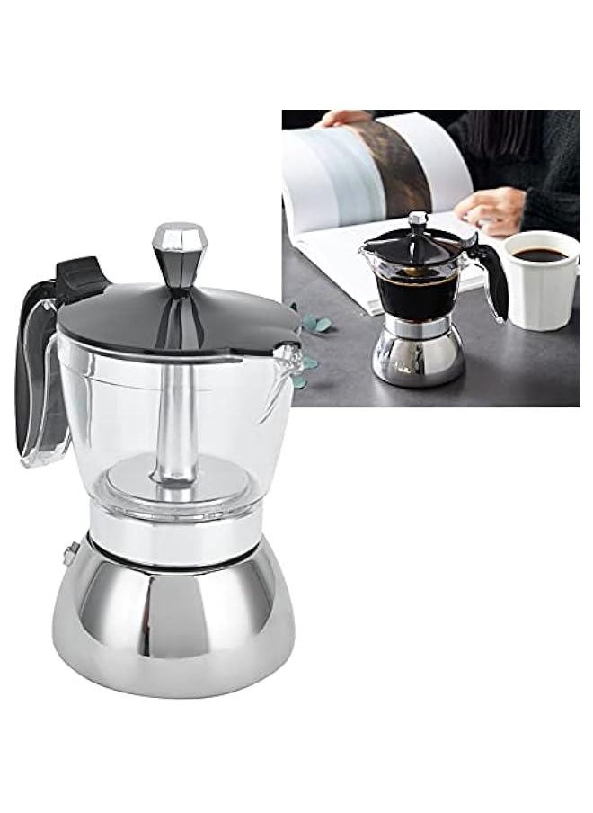 Stovetop coffee Maker coffee Pot, Percolator Coffee Pot (4 Cup) for Gas or Electric Ceramic Stovetop Camping Manual Cuban Coffee Percolator, Camping Coffee Pot for Cappuccino or Latte