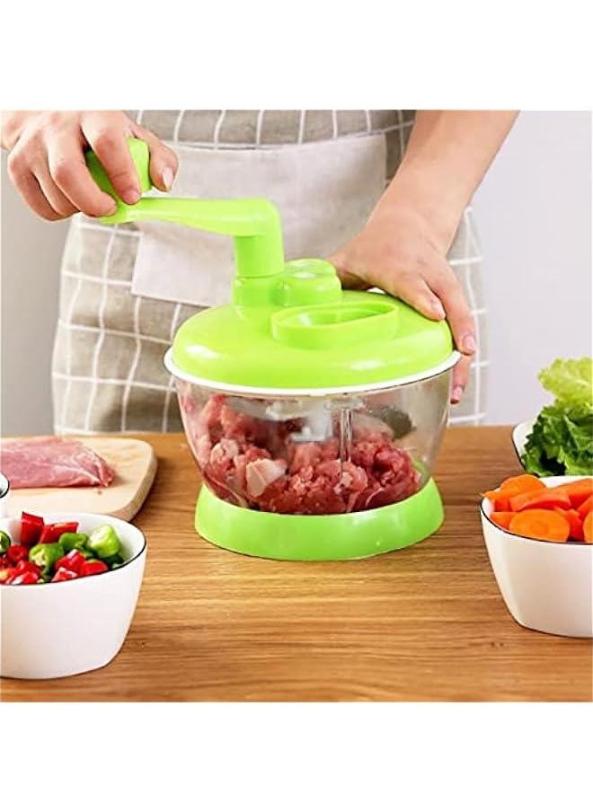 Multi Functional Manual Food Processor , Hand Crank Food Processor , Easy To cleanse rotated Dicer Mincer Mixer Blender for Onion , Garlic , Salad , Salsa , Nuts , Meat , Fruit , Ice , etc