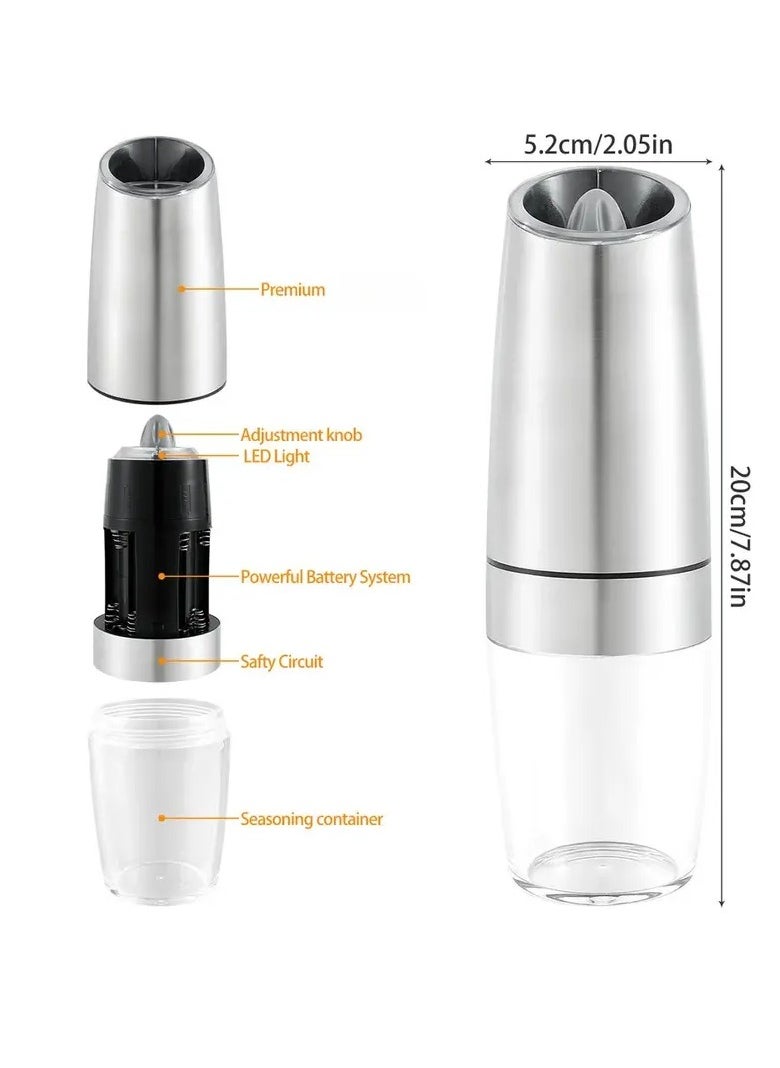 Electric Salt And Pepper Grinder Set, Spice Grinder, Adjustable Coarseness, Battery Operated, With LED Light, One-Hand Automatic Operation, Kitchen Stuff, Gifts