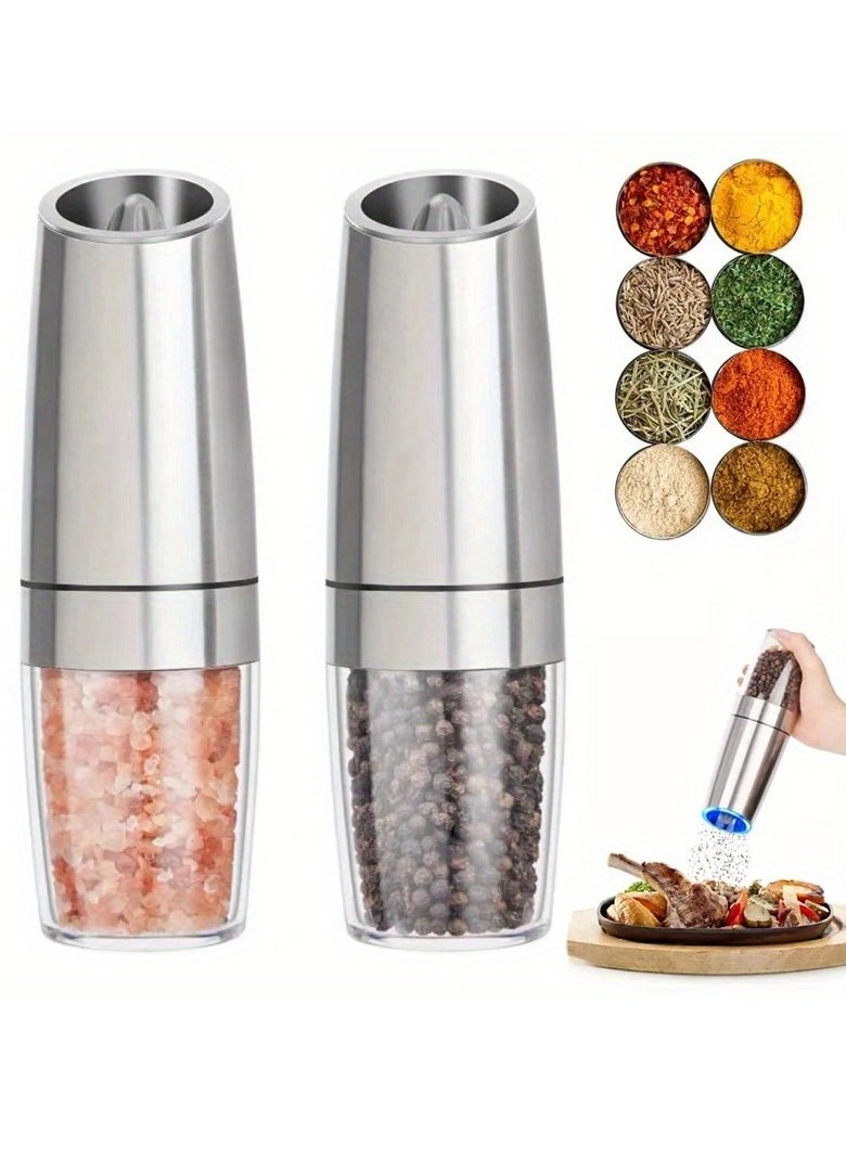 Electric Salt And Pepper Grinder Set, Spice Grinder, Adjustable Coarseness, Battery Operated, With LED Light, One-Hand Automatic Operation, Kitchen Stuff, Gifts