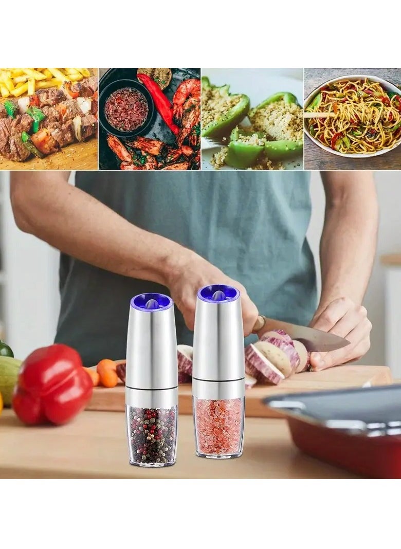 Electric Salt And Pepper Grinder Set, Spice Grinder, Adjustable Coarseness, Battery Operated, With LED Light, One-Hand Automatic Operation, Kitchen Stuff, Gifts