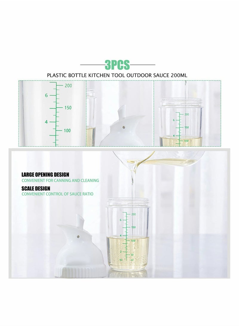 200ml Salad Dressing Container, Shakers, Large Opening and Scale Design,Good Grip Sauce Bottles,Salad Dressing Bottles for Kitchen, Seasonings Mixing/Storing Oil,Vinegar,Lemon Juice  3 Pcs (White)