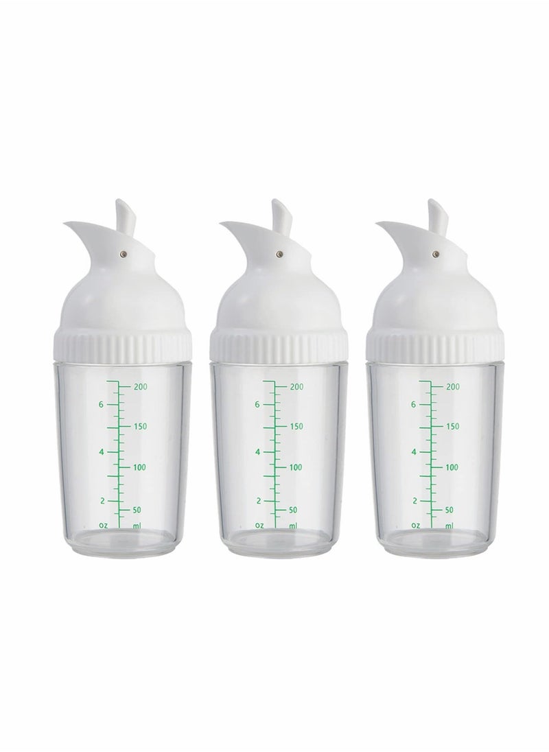 200ml Salad Dressing Container, Shakers, Large Opening and Scale Design,Good Grip Sauce Bottles,Salad Dressing Bottles for Kitchen, Seasonings Mixing/Storing Oil,Vinegar,Lemon Juice  3 Pcs (White)