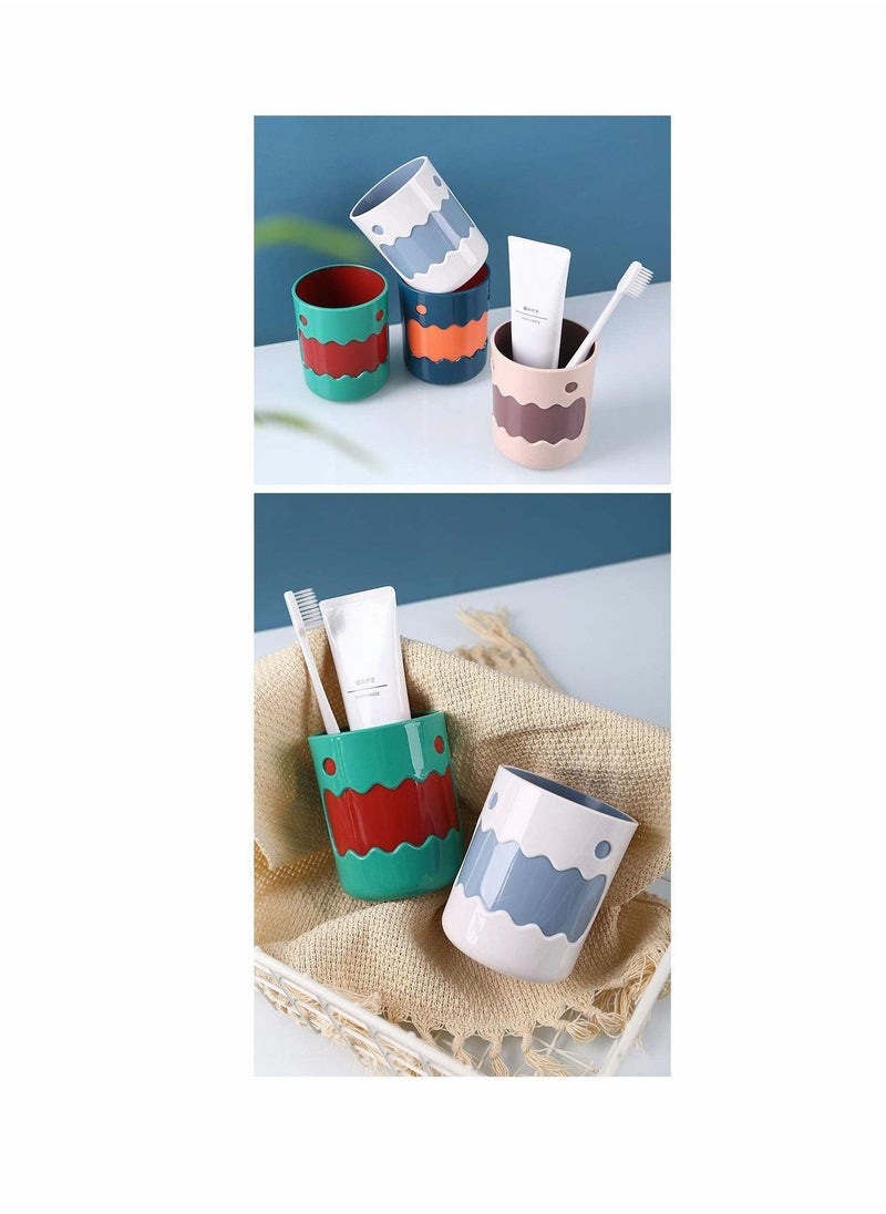 Cups, 4Pcs Unbreakable Bathroom Tumbler Cups, Cute Monster Eco-Friendly 13.5oz Bathroom Cup, BPA Free Multicolor Drinking Cups Toothbrush Mugs for Kids Couples Friends Gift