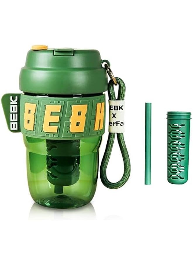 Travel Coffee Mug,20oz Coffee Cup with Leakproof Lid and Straw, Non-Slip Design, Portable Vacuum Cups with Detachable Filter for Hot, Cold Water, Coffee,Tea for Outdoor Hiking Traveling (Green)