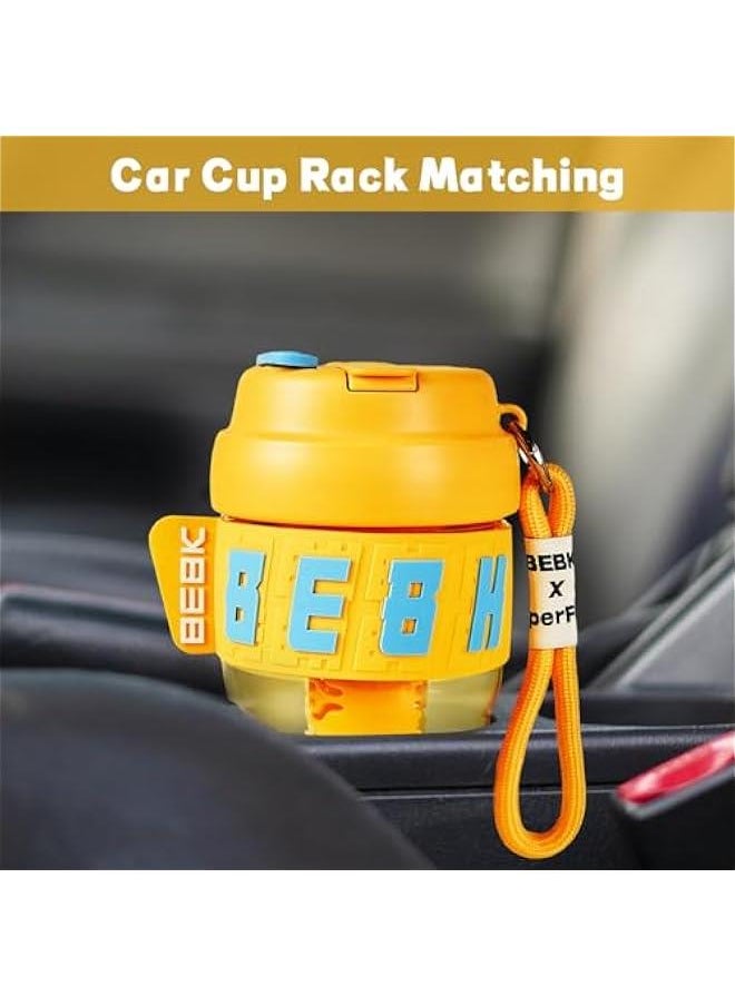 Travel Coffee Mug,20oz Coffee Cup with Leakproof Lid and Straw, Non-Slip Design, Portable Vacuum Cups with Detachable Filter for Hot, Cold Water, Coffee,Tea for Outdoor Hiking Traveling (Yellow)