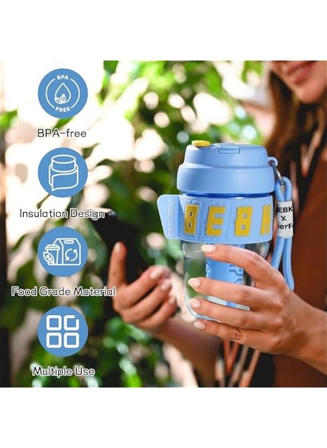 Travel Coffee Mug , 20oz Coffee Cup with Leakproof Lid and Straw , Non Slip Design , Portable Vacuum Cups with Detachable Filter for Hot , Cold Water , Coffee , Tea for Outdoor Hiking Traveling (Blu