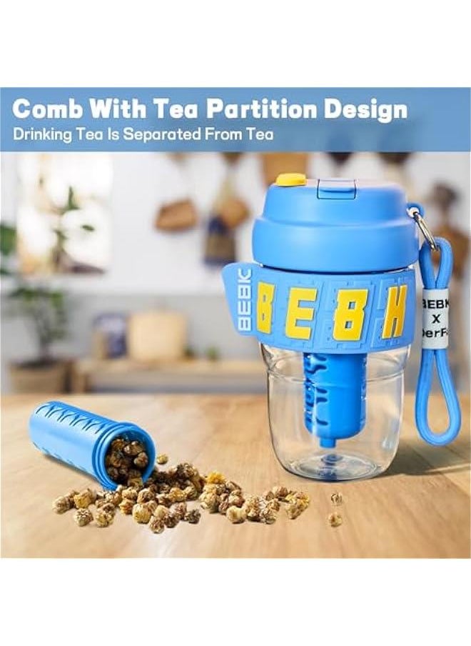 Travel Coffee Mug , 20oz Coffee Cup with Leakproof Lid and Straw , Non Slip Design , Portable Vacuum Cups with Detachable Filter for Hot , Cold Water , Coffee , Tea for Outdoor Hiking Traveling (Blu