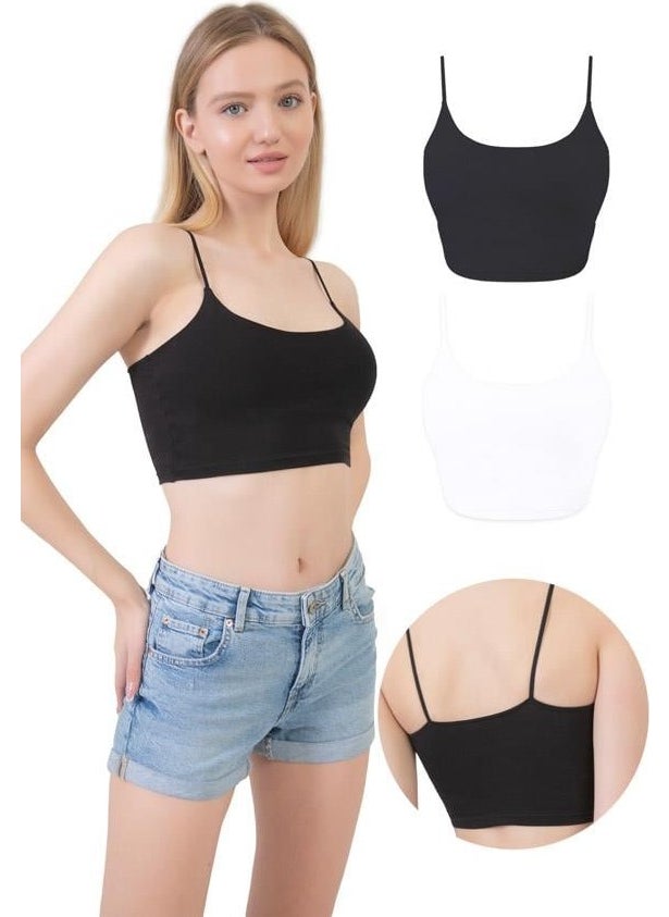 Cotton Thin Strap Women's Crop Top Bustier 2-Pack