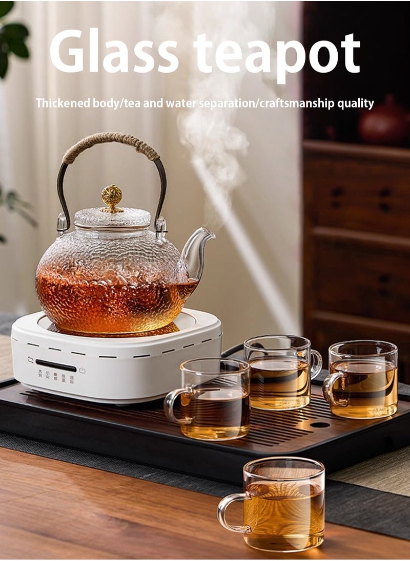 900 ml glass teapot, glass teapot with strainer insert, anti-scald handle and teapot with glass lid, hammered jet pot, teapots for loose tea, for stove, electric hob