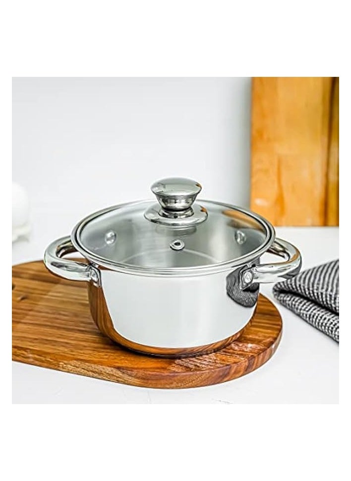 20cm Massilia Stainless Steel Stockpot with Glass Lid- RF11592 Perfect for Simmering, Boiling, Steaming, Etc