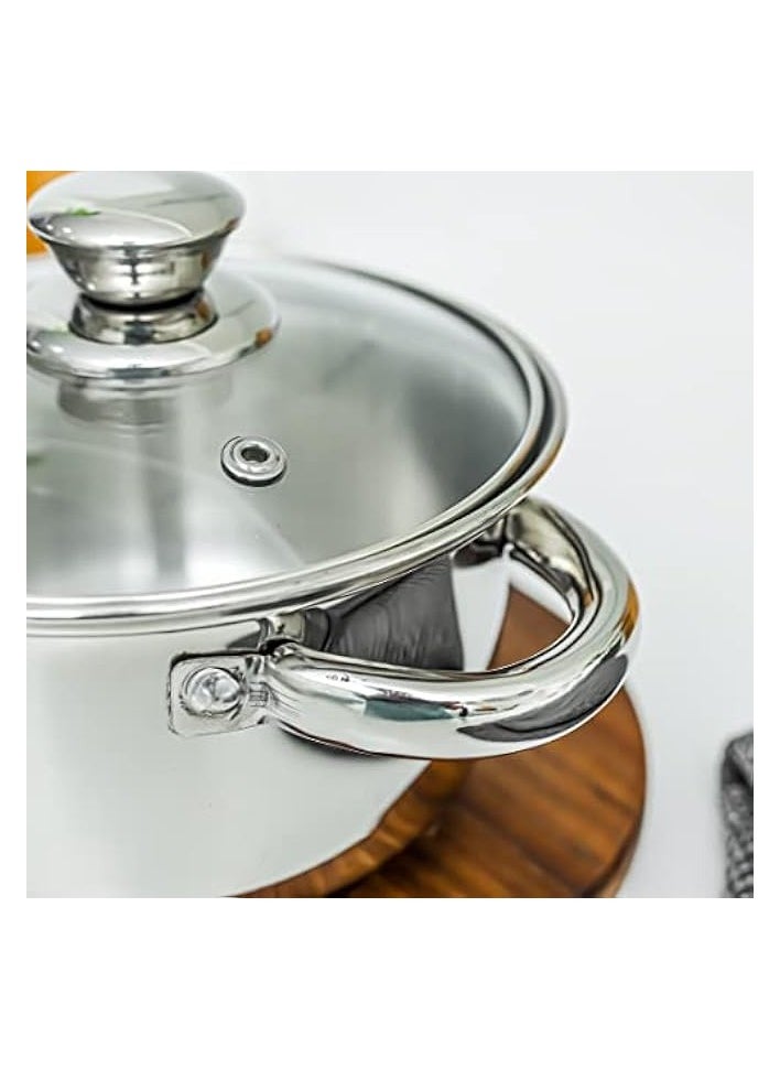 20cm Massilia Stainless Steel Stockpot with Glass Lid- RF11592 Perfect for Simmering, Boiling, Steaming, Etc