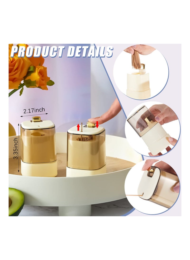 Toothpick Storage Box, 4 Pcs Automatic Toothpick Dispenser, Pop up Toothpick Holder Dispenser, Novelty Sturdy Tooth Pick Holder, Safe Thickening Toothpicks Container, for Home Kitchen Restaurant