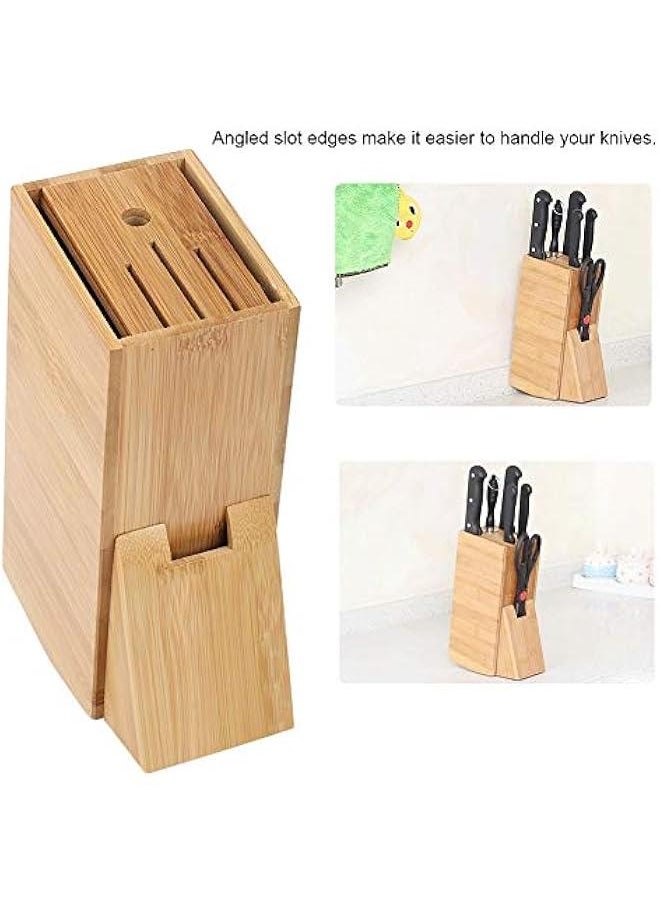 Knife Block,6 Slot Universal Knife Block without Knives,Countertop Butcher Block Knife Holder and Organizer with Wide Slots for Easy Kitchen Knife Storage, Knife Block,6 Slot Universal Knife Bloc