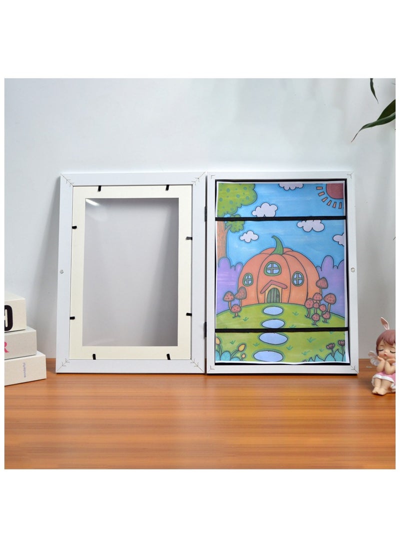 Children's painting graffiti clamshell picture frame works storage frame frame Storage frame picture frame awardWooden picture frame