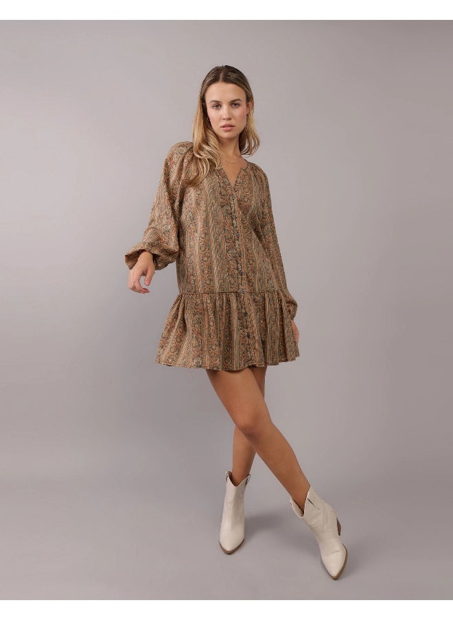 AE Long-Sleeve Peasant Mini Dress